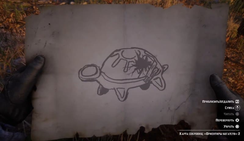 Черепаха на карте Ориентиры богатств